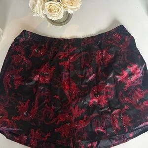 Vintage Chinese Dragon print silky boxer shorts XL dead stock